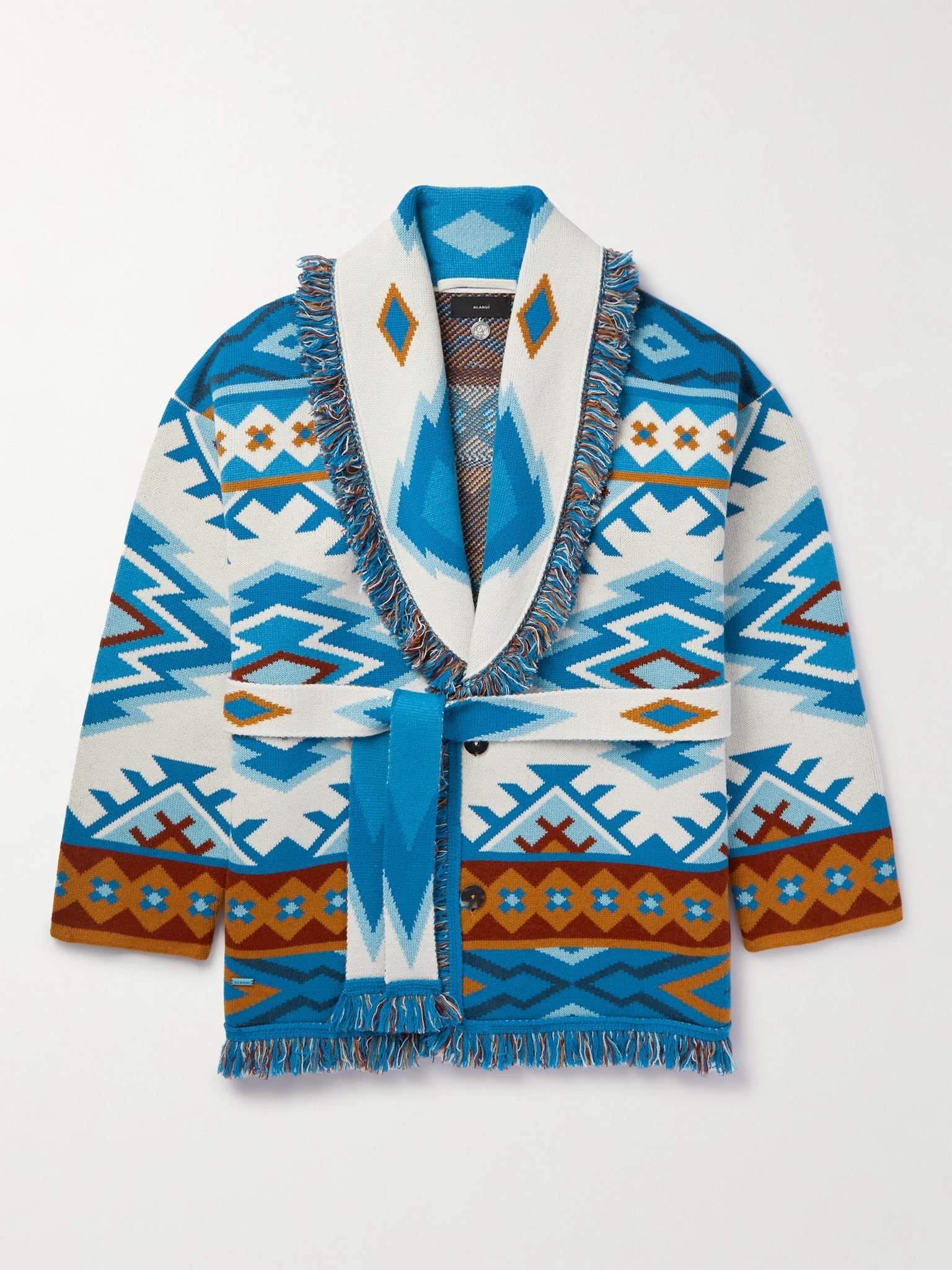 Oasis Fringed Cashmere-Jacquard Cadigan - 1