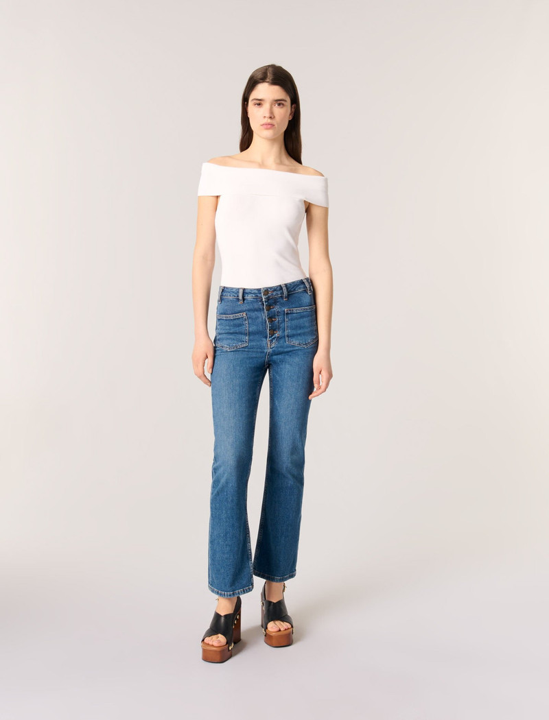 maje Rib knit bardot-neck top outlook