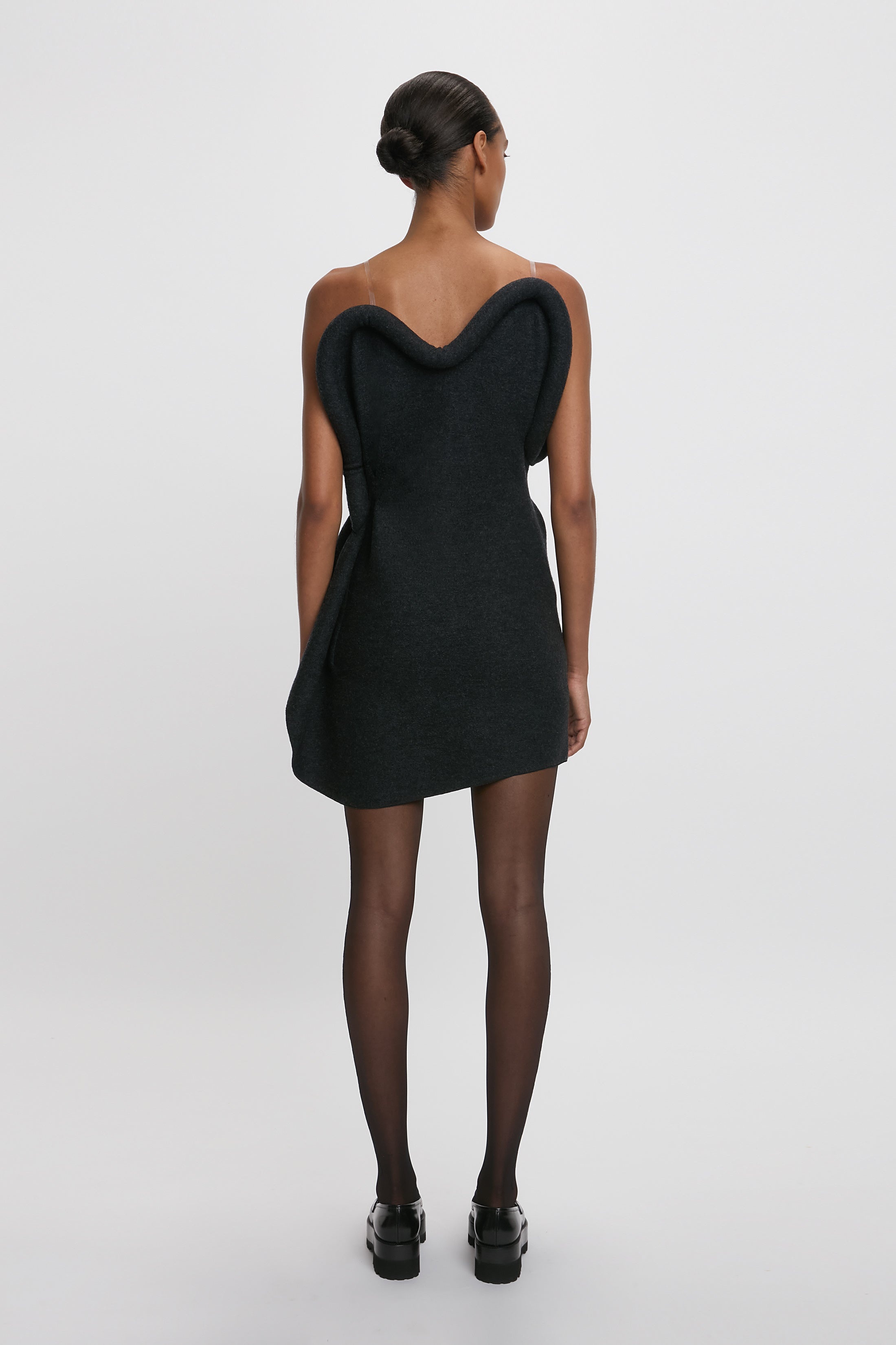 Victoria Beckham Padded Tube Detail Heart Mini Dress In