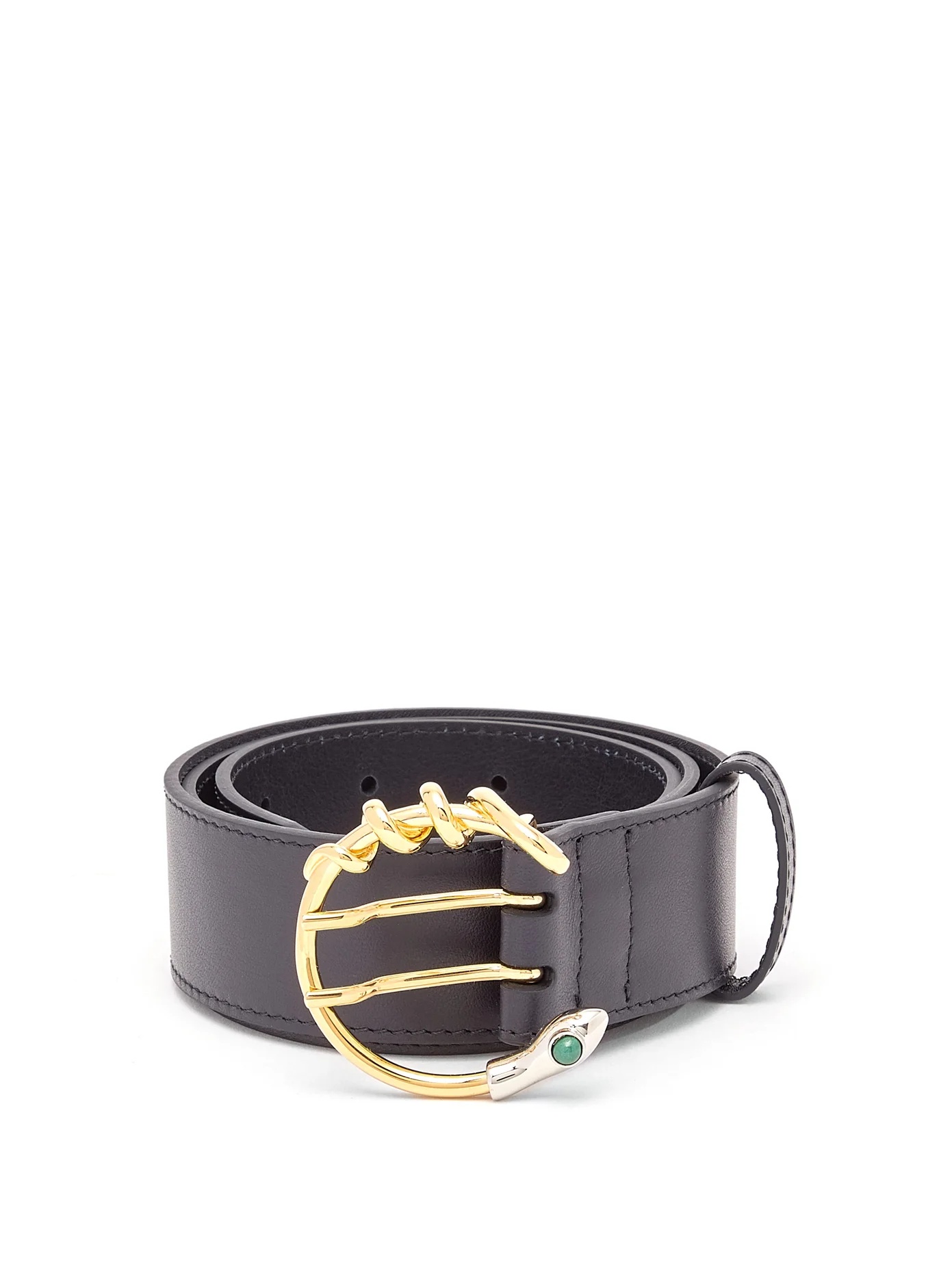 Snake C-buckle leather waist belt - 1