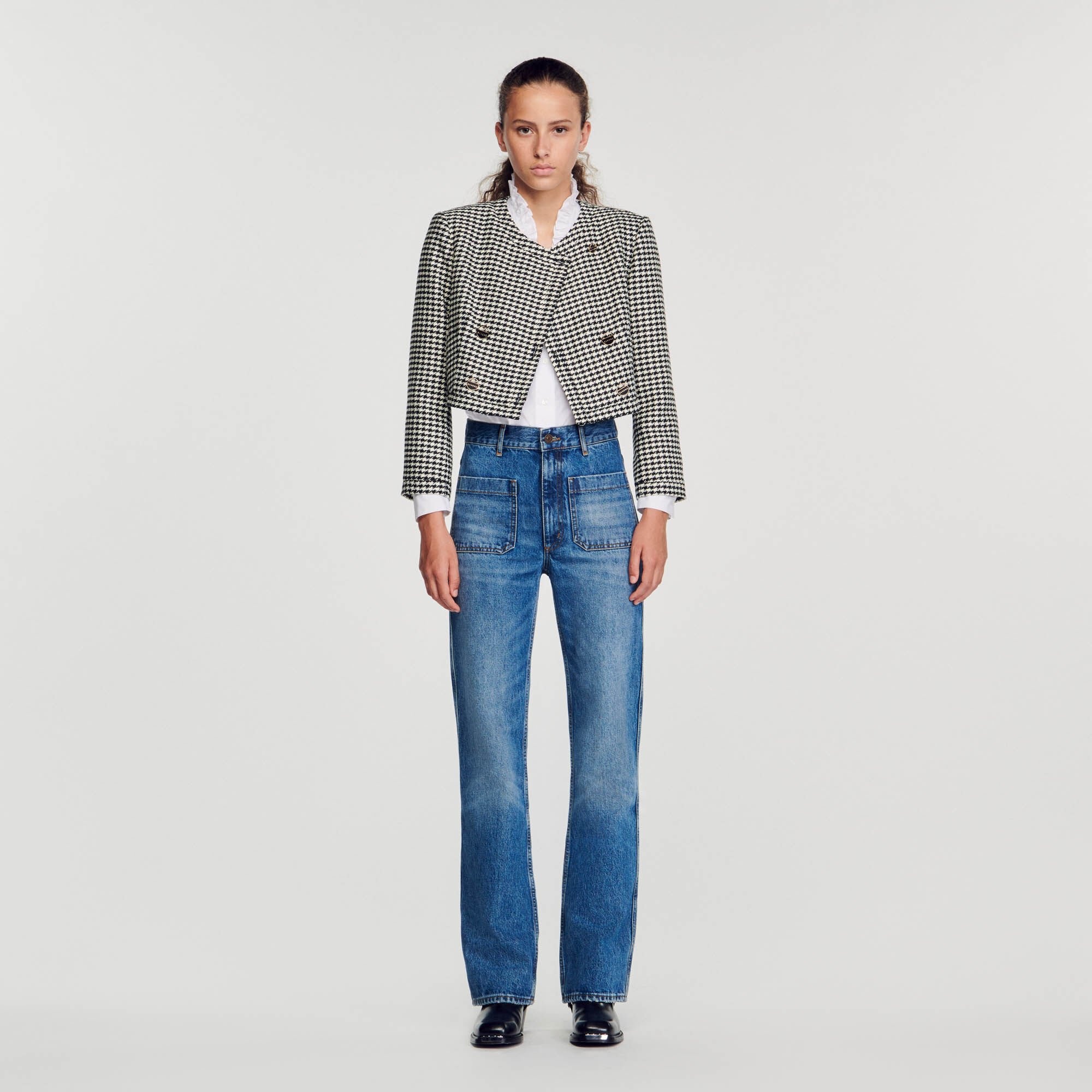 CROPPED HOUNDSTOOTH JACKET - 3