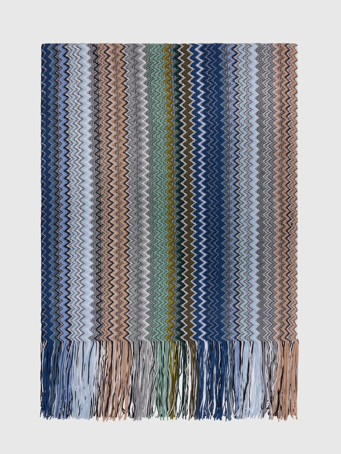 Zig zag wool-blend scarf with fringes - 1