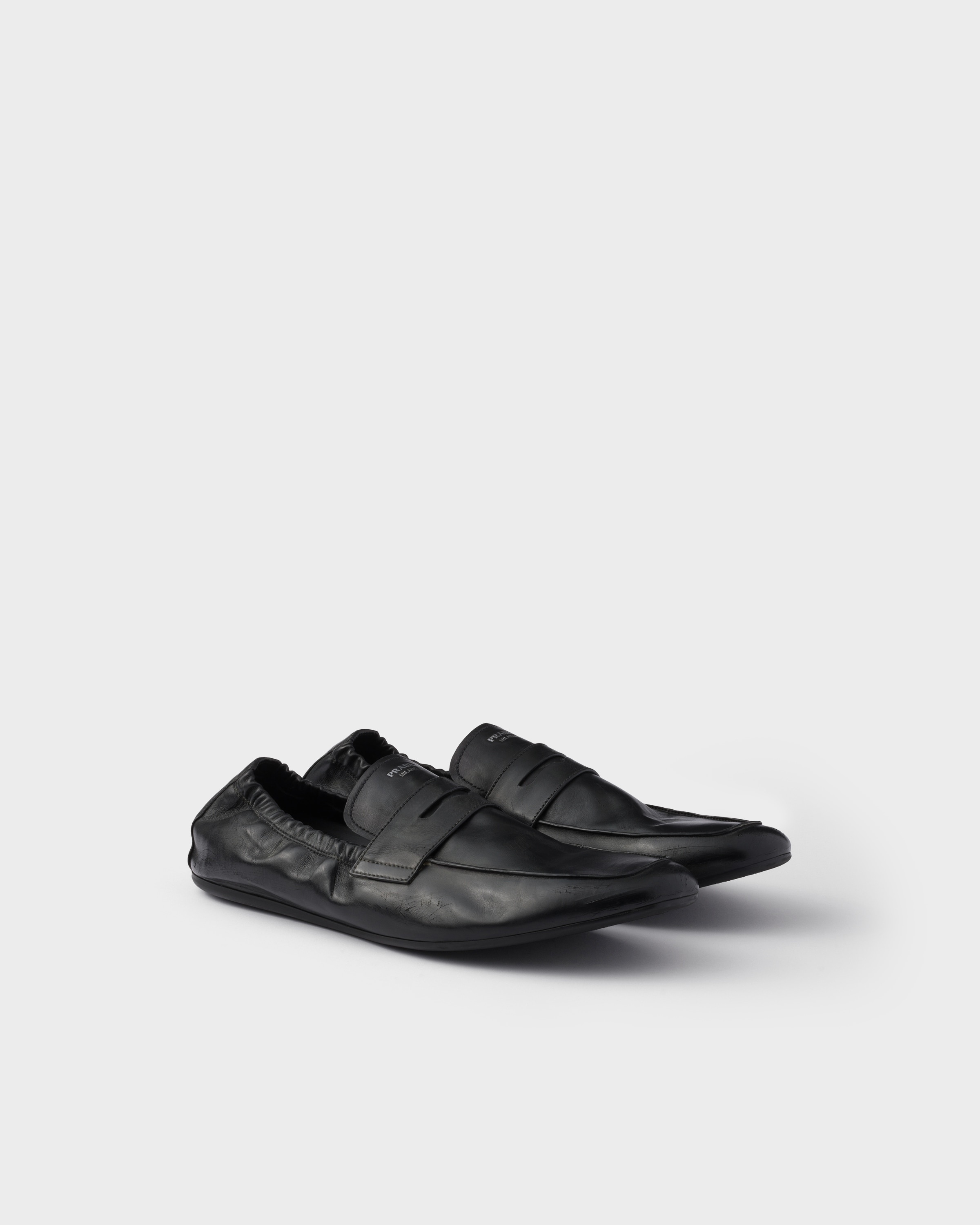 Shuffle antiqued leather loafers - 1