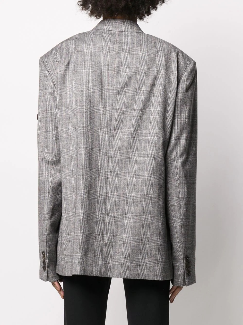 checked single-breasted blazer - 4