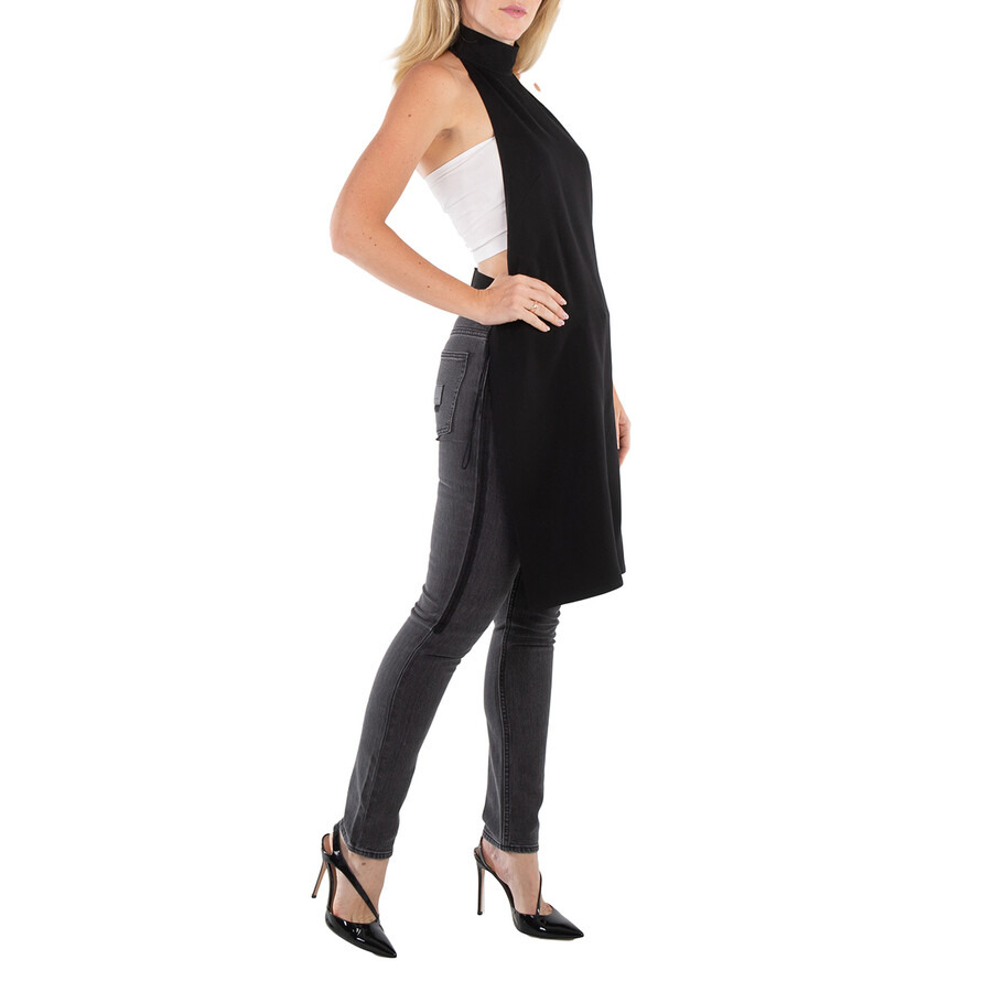 Burberry Ladies Black Silk Bib Funnel-Neck Sleeveless Dress - 5