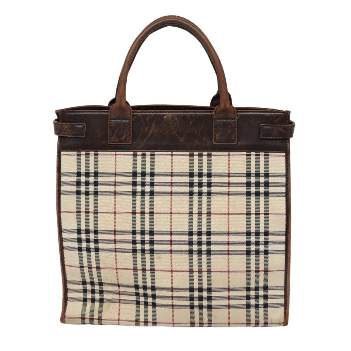 Burberry Nova Check Hand Bag Canvas Beige Silver - 2