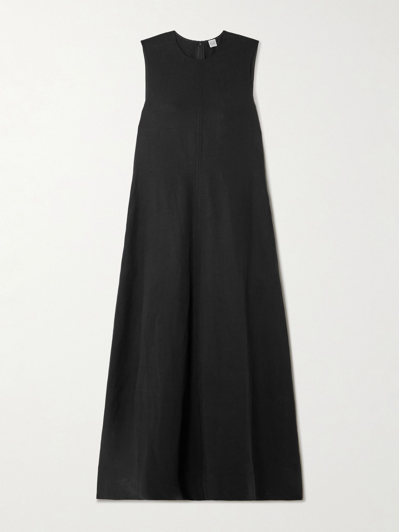 Lyocell and linen-blend midi dress Black - 1