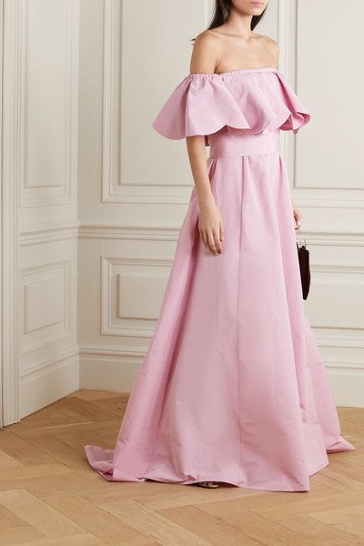 Valentino Off-the-shoulder scalloped twill gown outlook