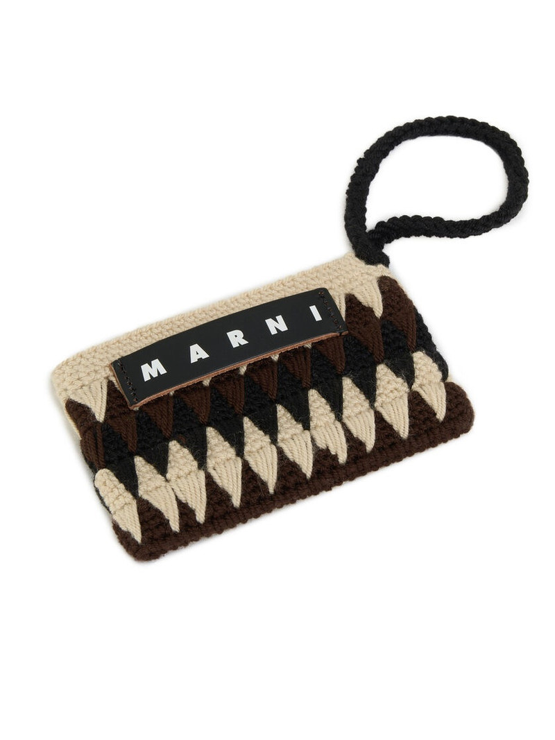 GREEN CROCHET MARNI MARKET MINI CHESSBOARD POUCH 3