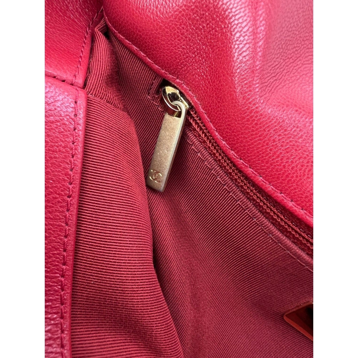 Chanel 19 Large Quilted Goatskin Silver and Gold Red Flap Bag - 10