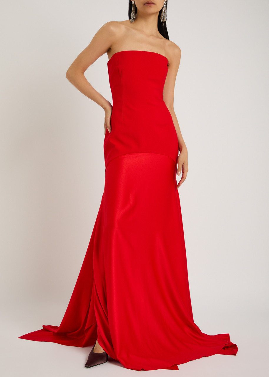 Solace London Alessandra Strapless Satin and Crepe Gown - 4