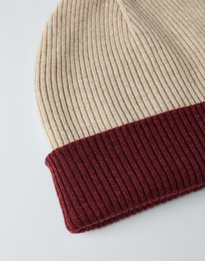 Brunello Cucinelli Cashmere double knit ribbed beanie outlook