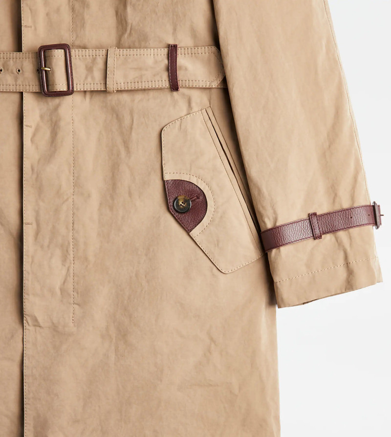 TRENCH COAT WITH LEATHER INSERTS - GREY 9