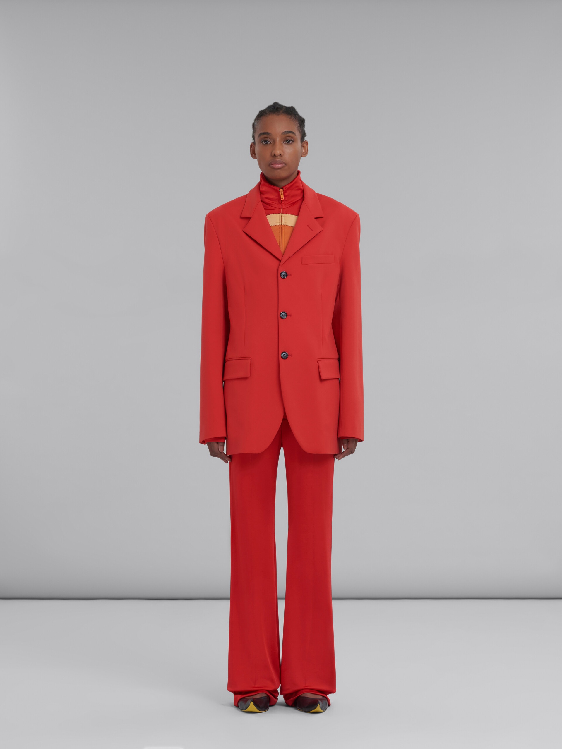 RED SINGLE-BREASTED JERSEY BLAZER - 2