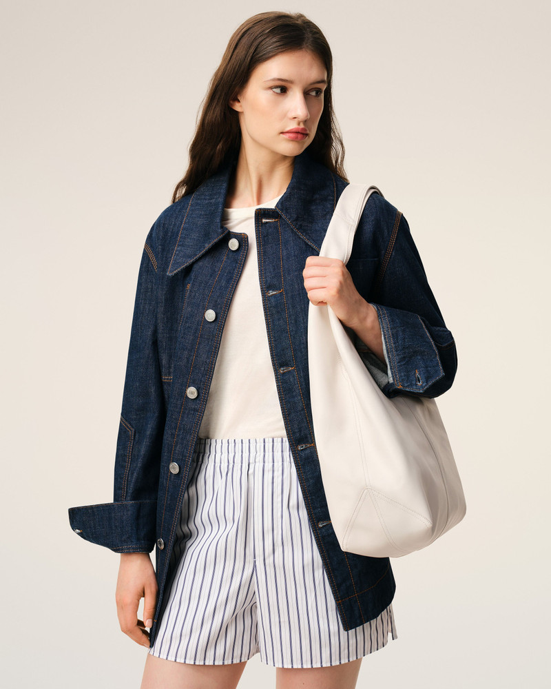 AMI Paris WHITE SOFT LEATHER ETIENNE HOBO BAG outlook