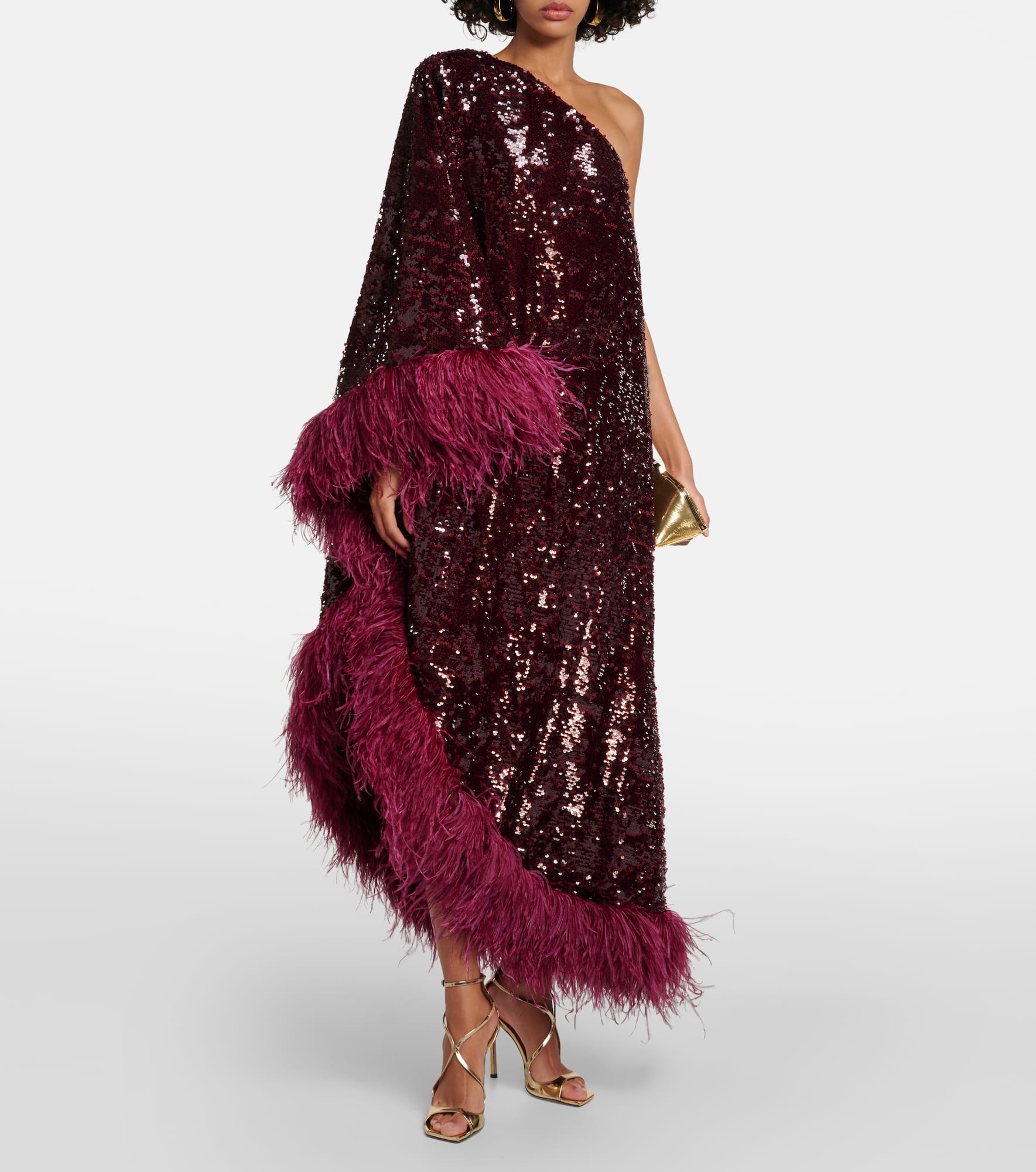 Feather-trimmed sequined midi dress - 2