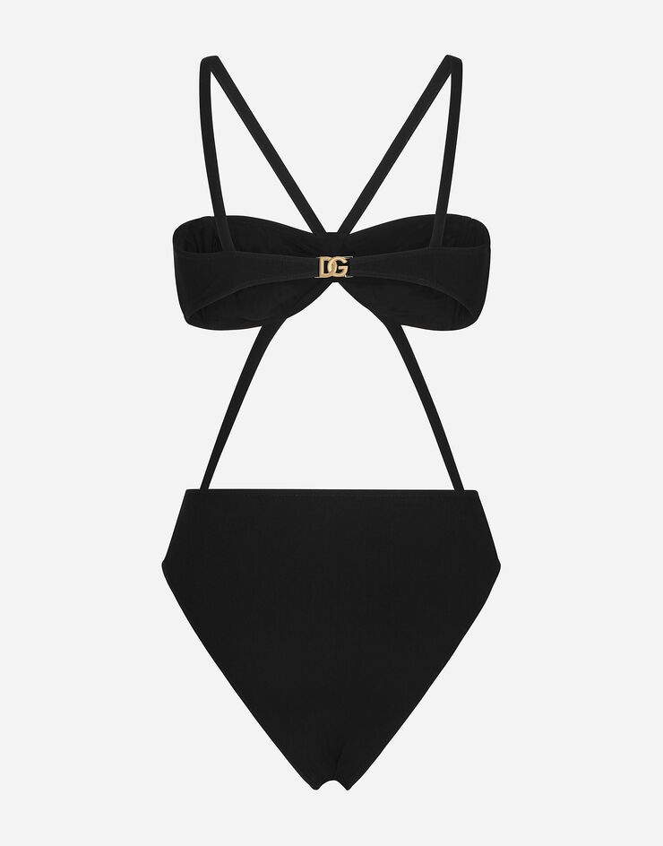 One-piece swimsuit with DG logo and laces - 2