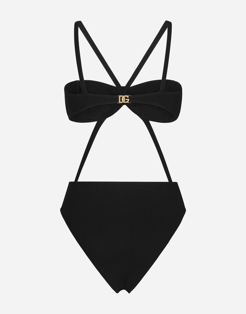Dolce & Gabbana One-piece swimsuit with DG logo and laces outlook