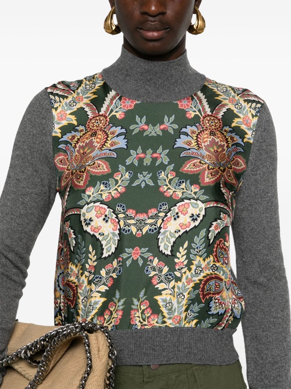 floral contrast-panel jumper - 5