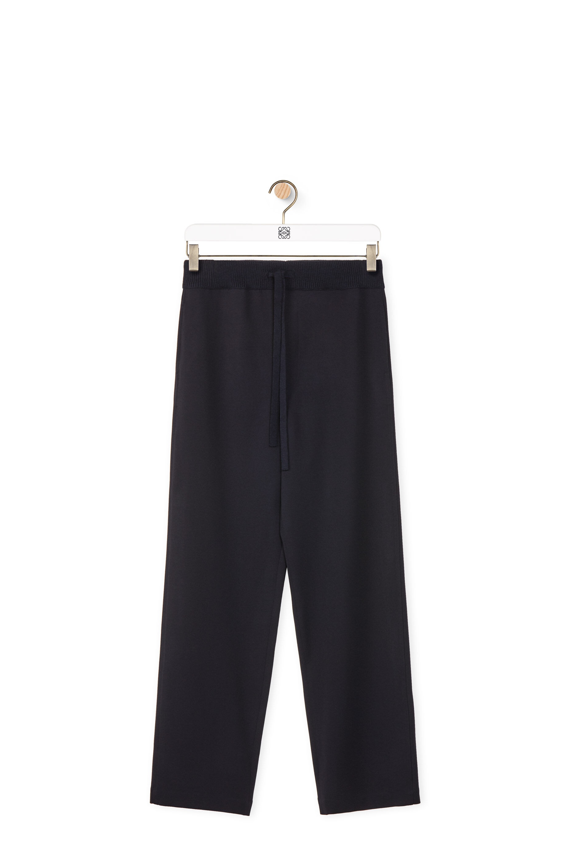 Rib waist drawstring trousers in wool - 1