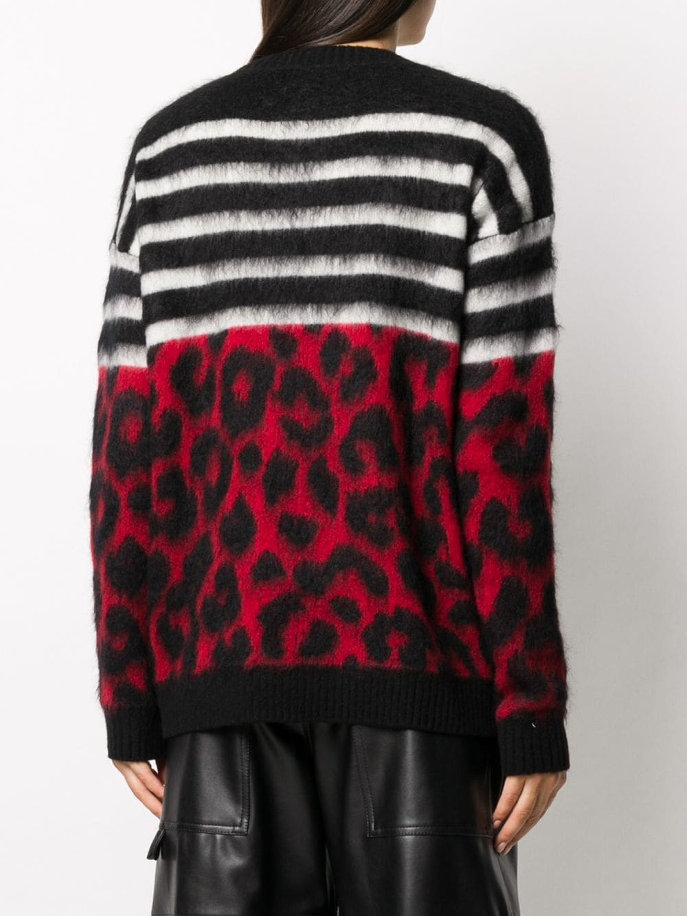 striped and leopard intarsia jumper - 4