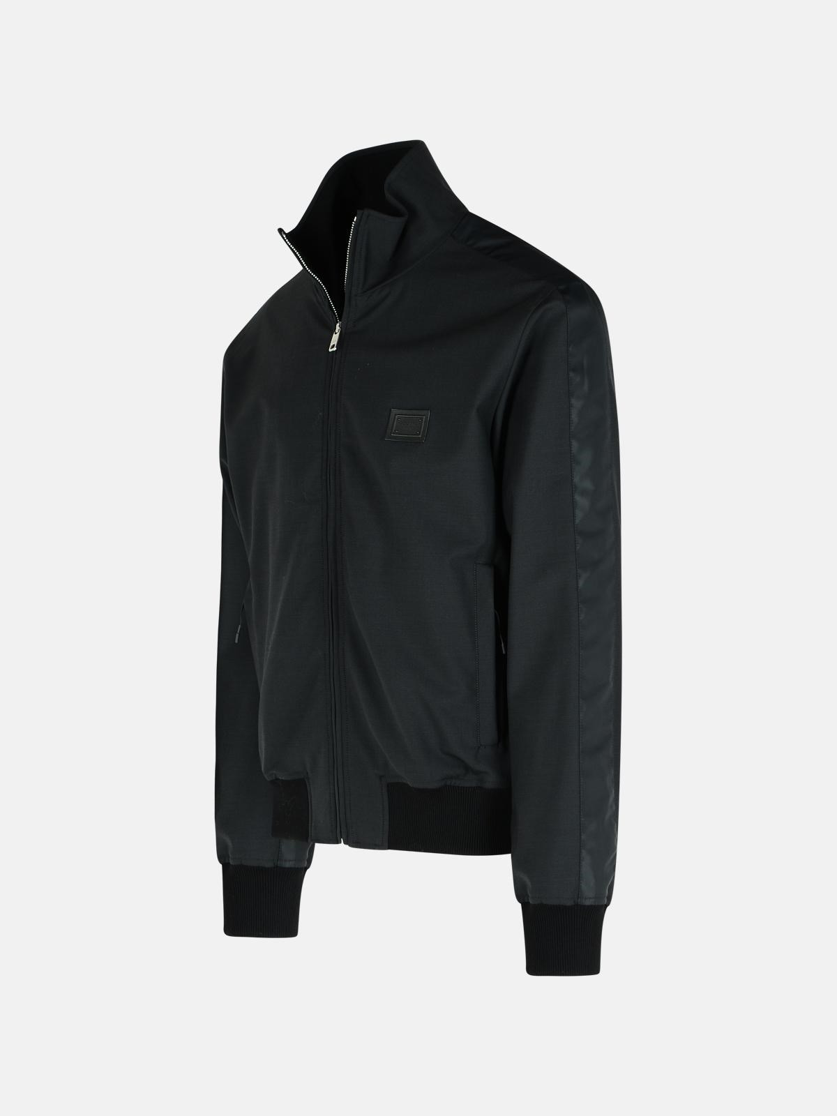 BLACK WOOL BLEND JACKET - 2