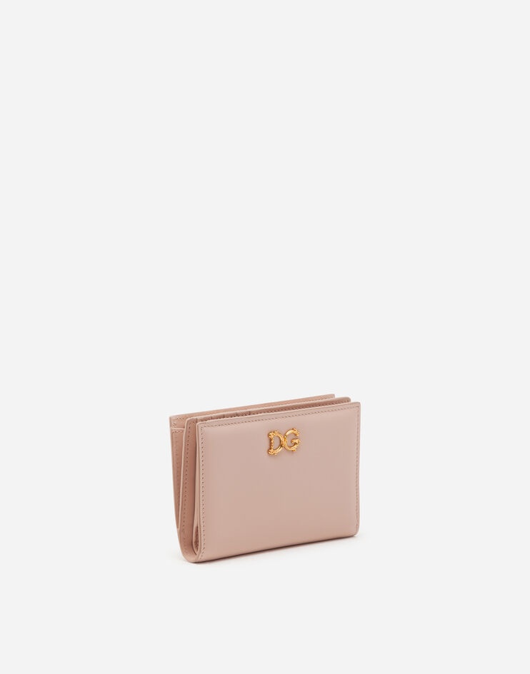 Small plain calfskin wallet with baroque logo - 2