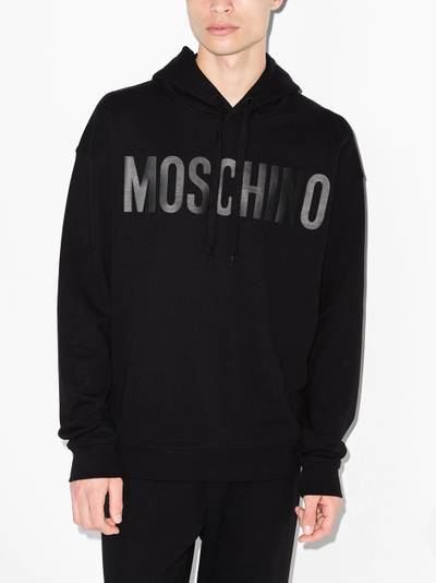 Moschino tonal-logo cotton hoodie outlook