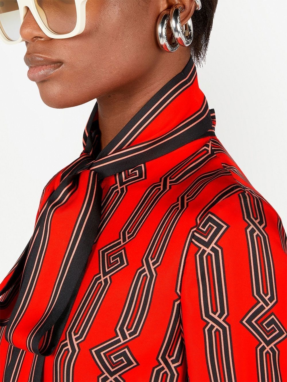 square G chain print silk dress - 4