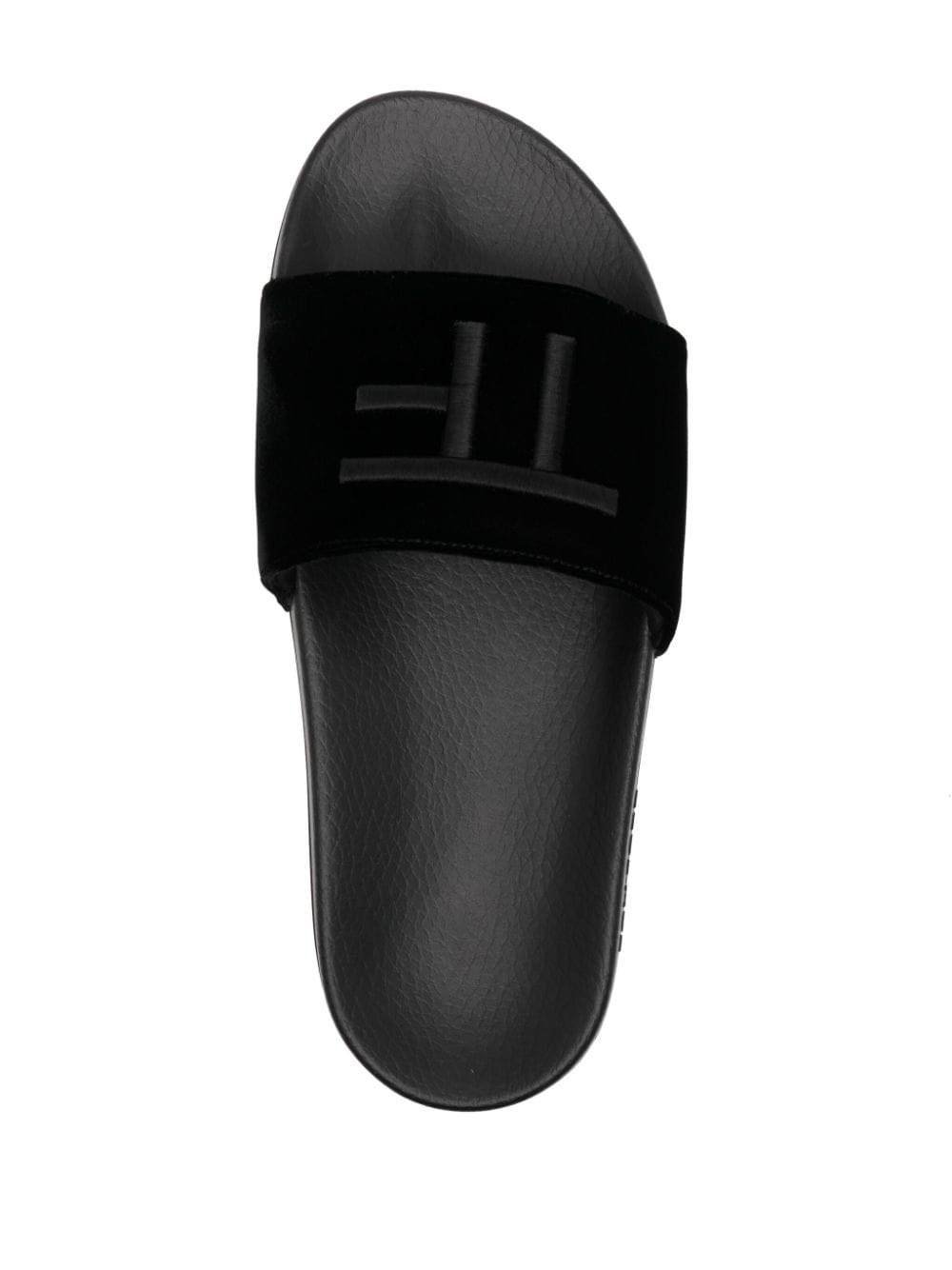 logo-embroidered velvet slides - 4