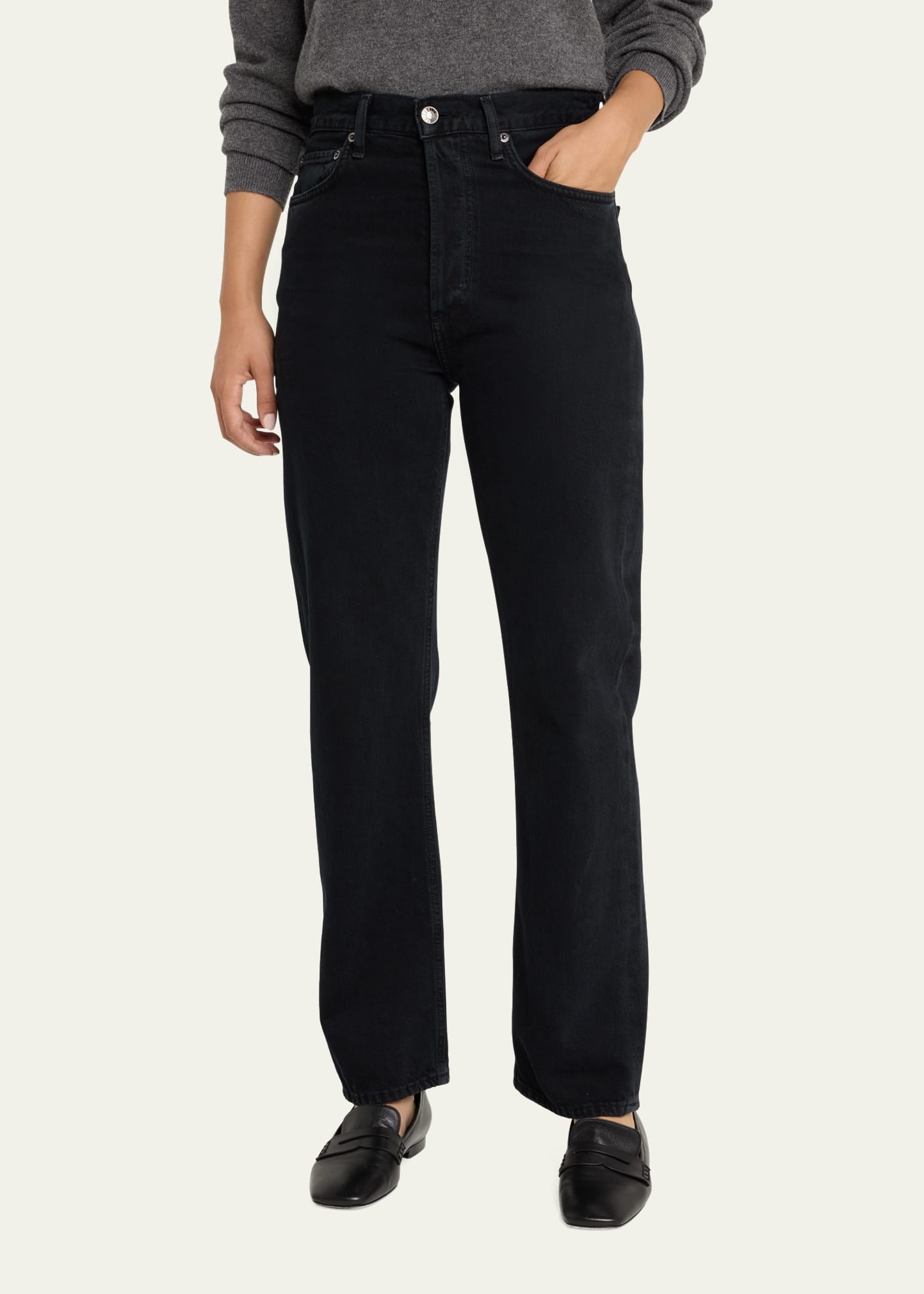 90's Pinch Waist High Rise Straight Jeans - 4