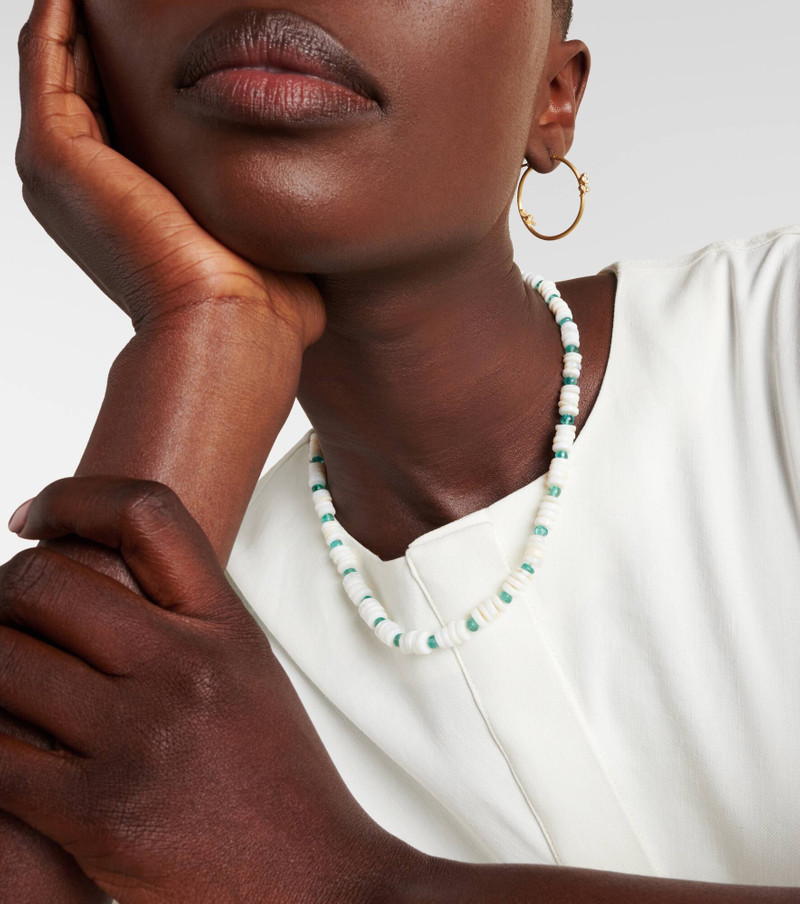 ILEANA MAKRI 9kt gold beaded necklace with opal and apatite outlook