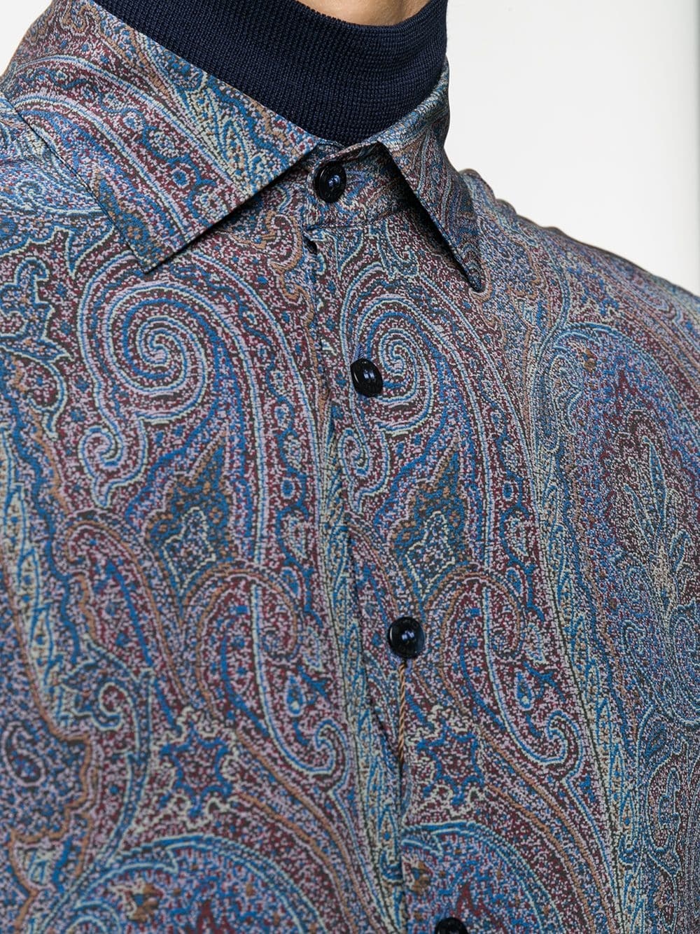 paisley print silk shirt - 5