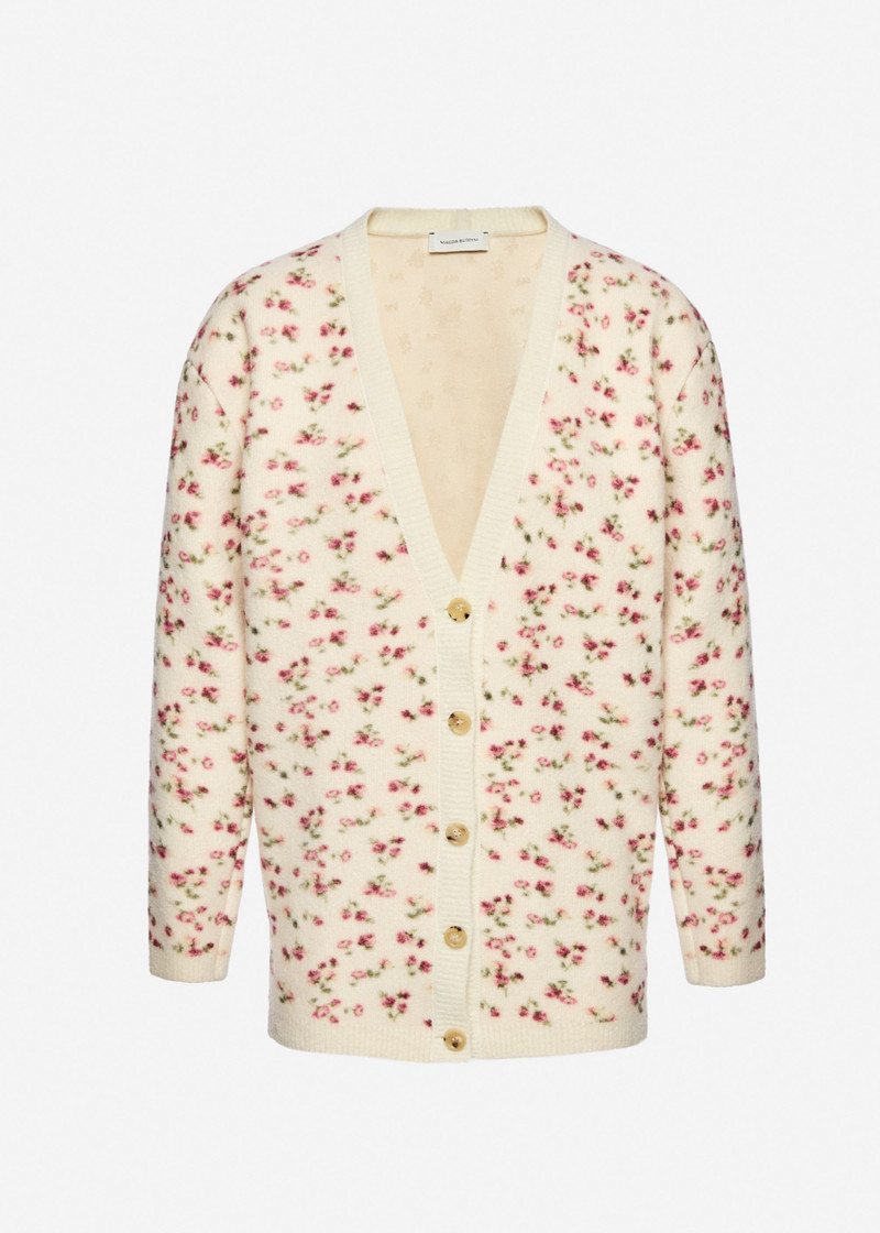 Floral cardigan in cream 1