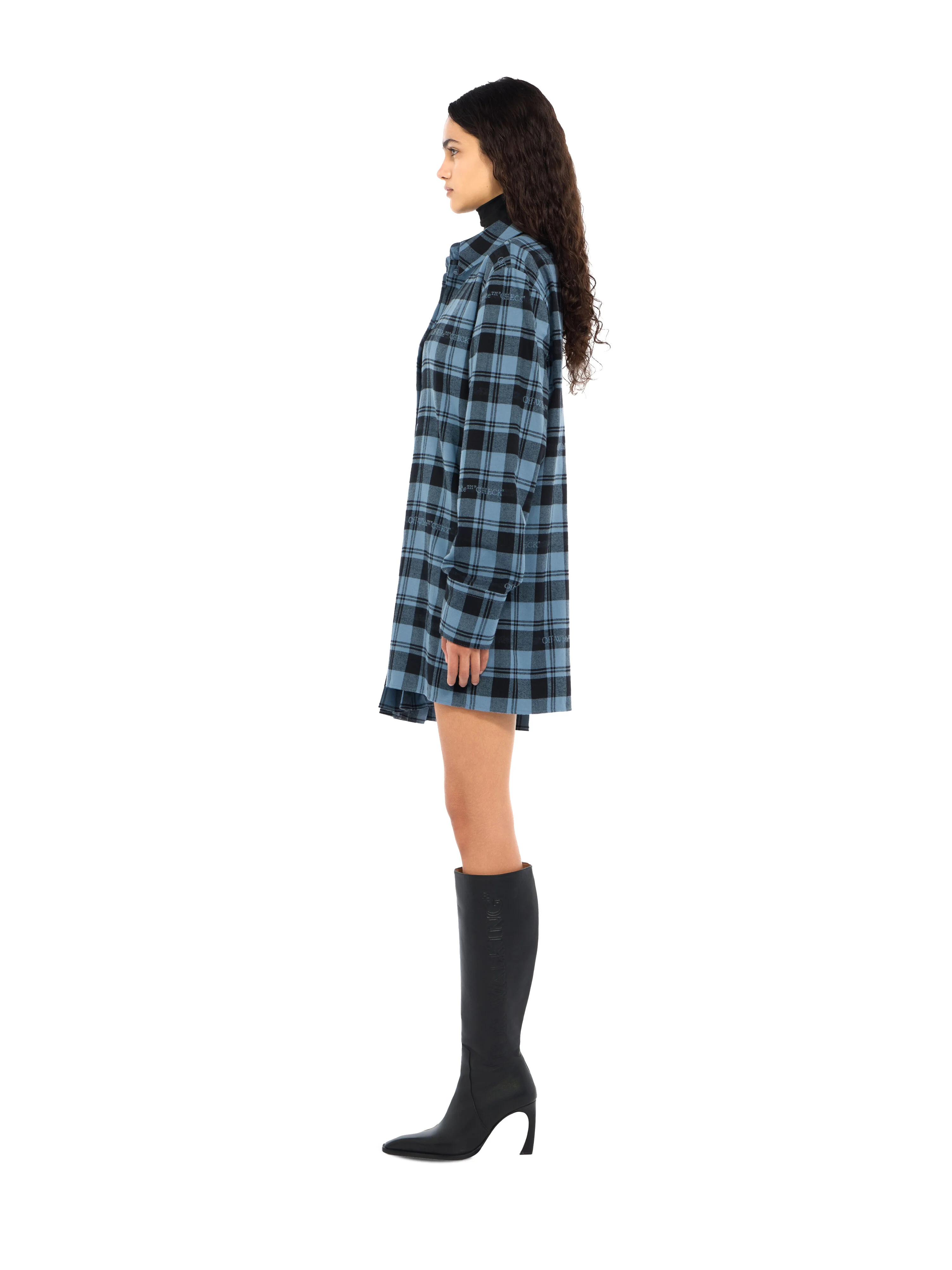 Check Flannel Panel Mini Dress - 1