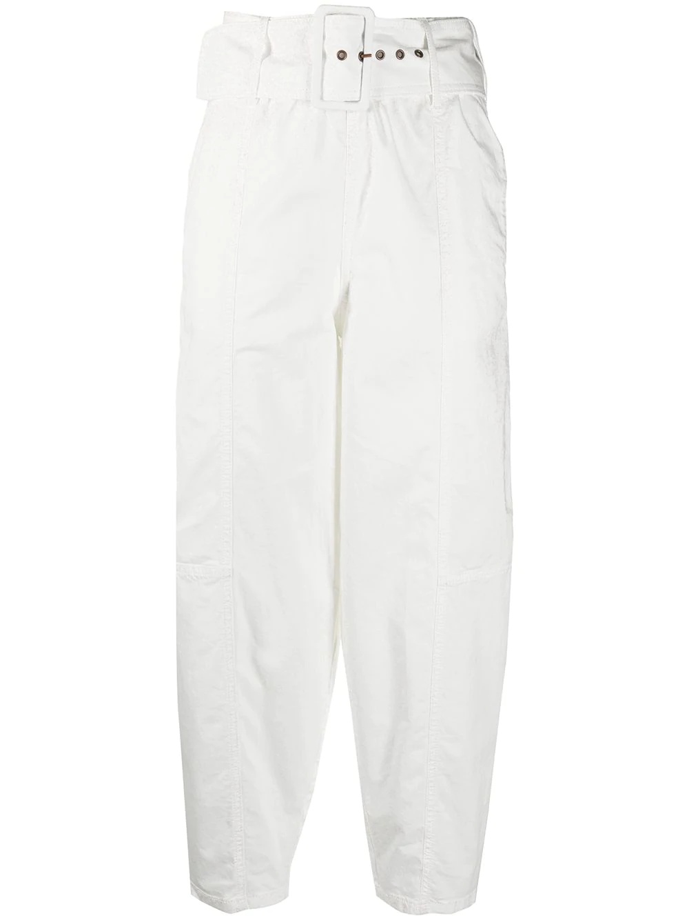 high-waist belted tapered trousers - 1