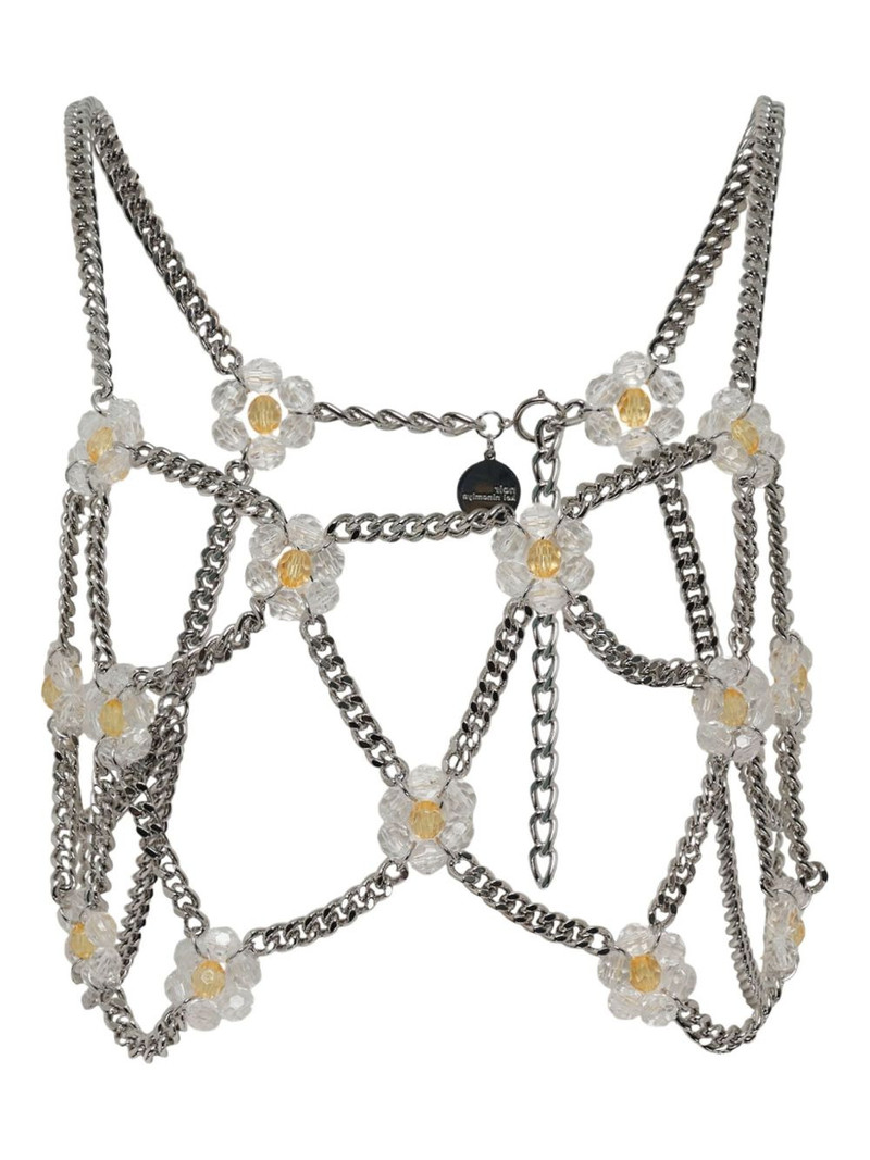 floral-embellished chain-link vest 1