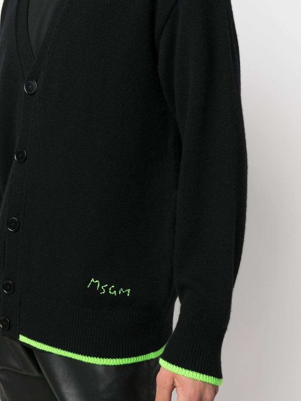 embroidered-logo fine-knit cardigan - 5