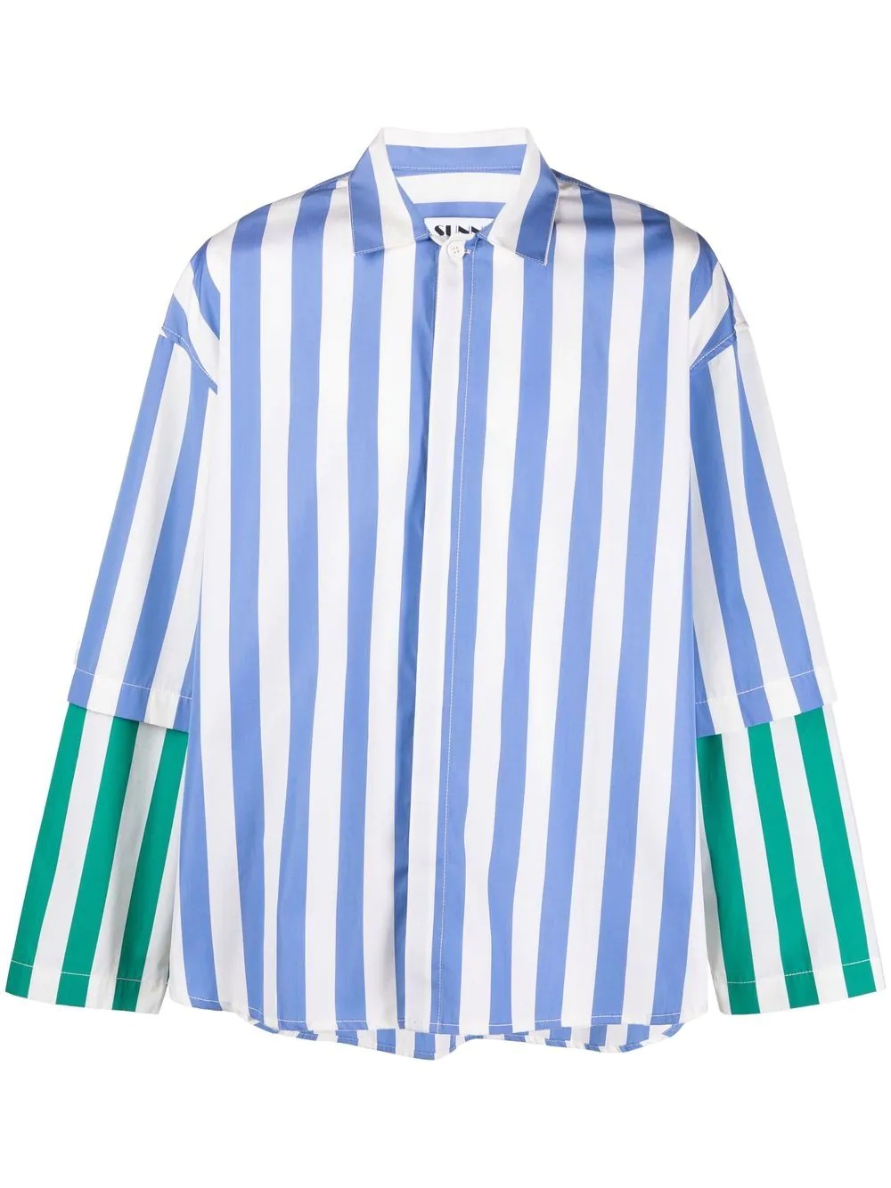 striped layered cotton shirt - 1