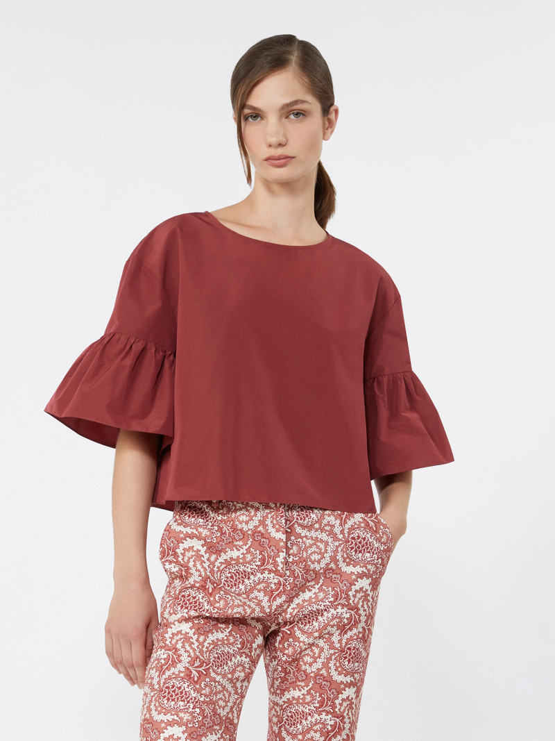 BREAK Cotton taffeta cropped blouse - CHERRY 5