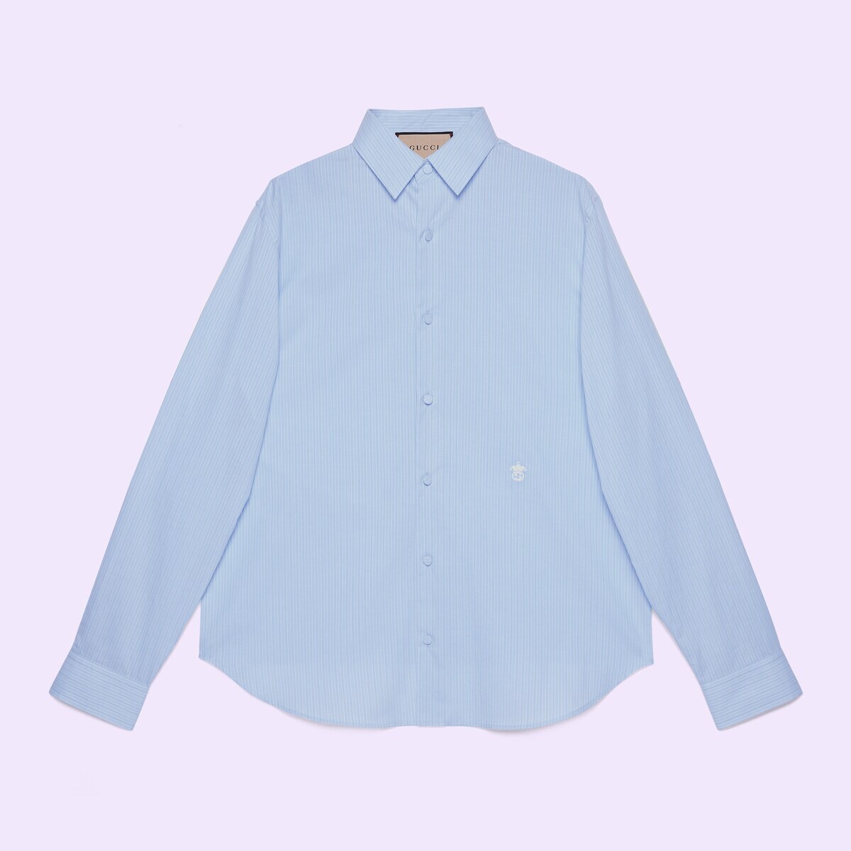 Striped cotton shirt with embroidery - 1