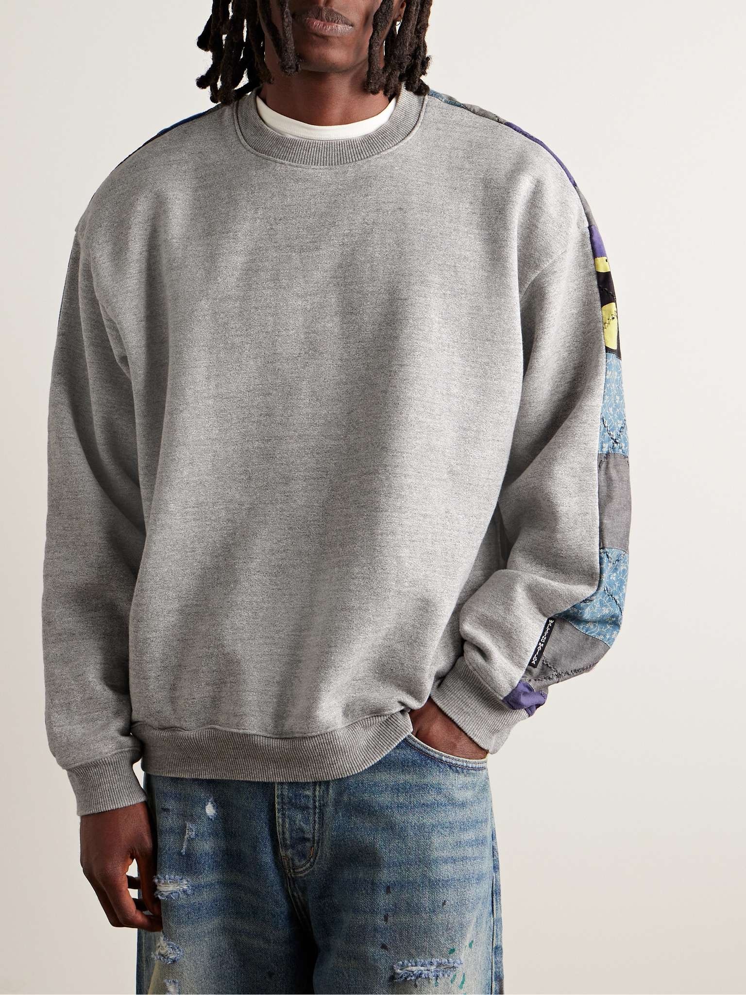 kapital スエットパ―カ― Kapital Patchwork Cotton-Jersey and Cotton and Linen-Blend