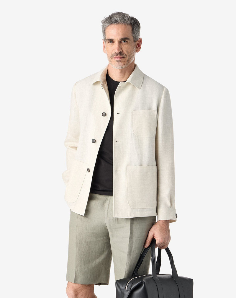 CORNELIANI White wool and linen hopsack jacket outlook