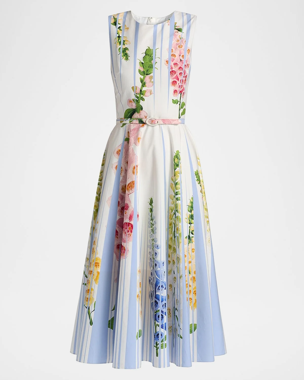 Foxglove Trompe L'oeil Belted Cotton Poplin Dress - 1