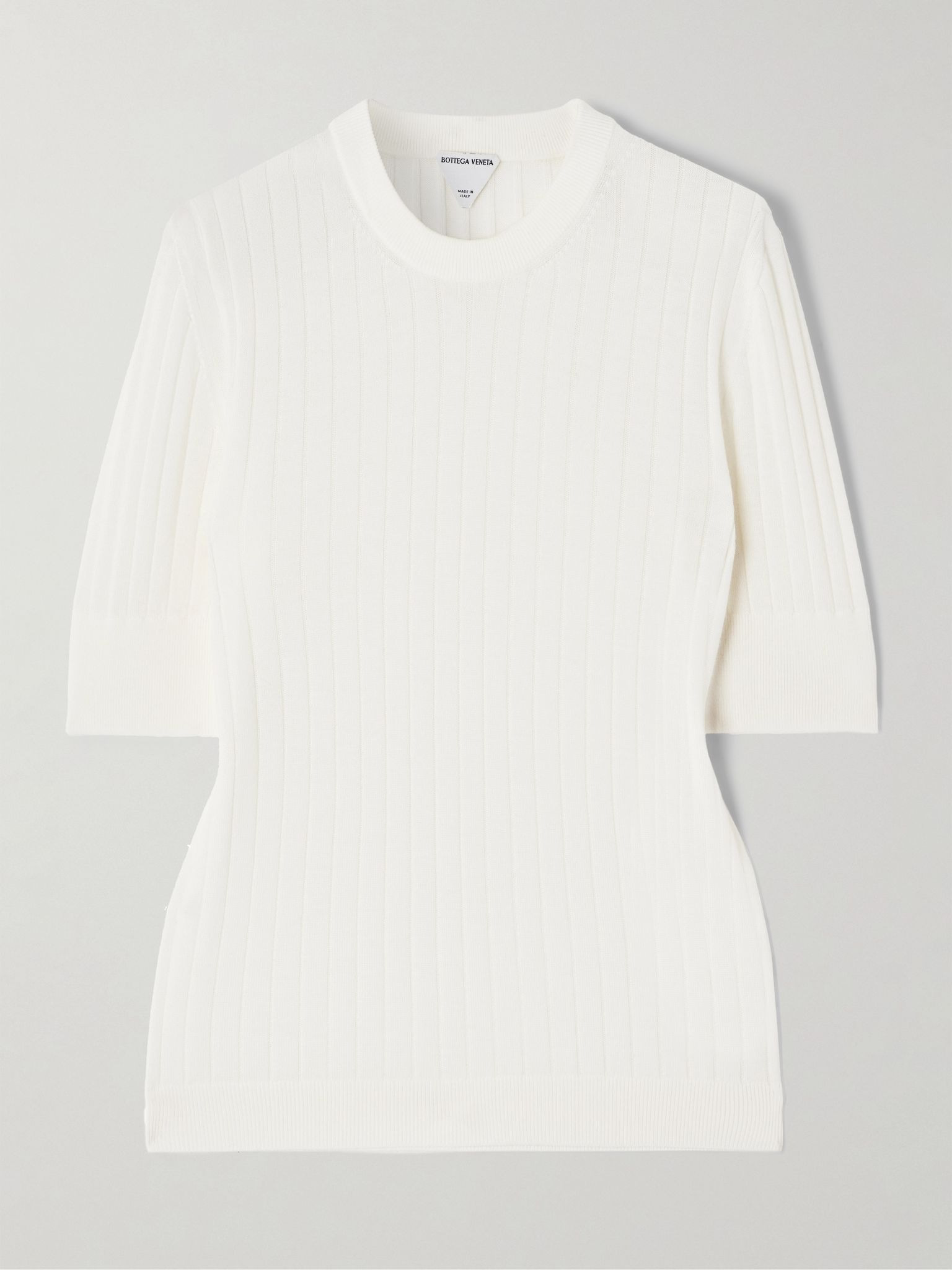 Ribbed wool T-shirt Off-white - 1