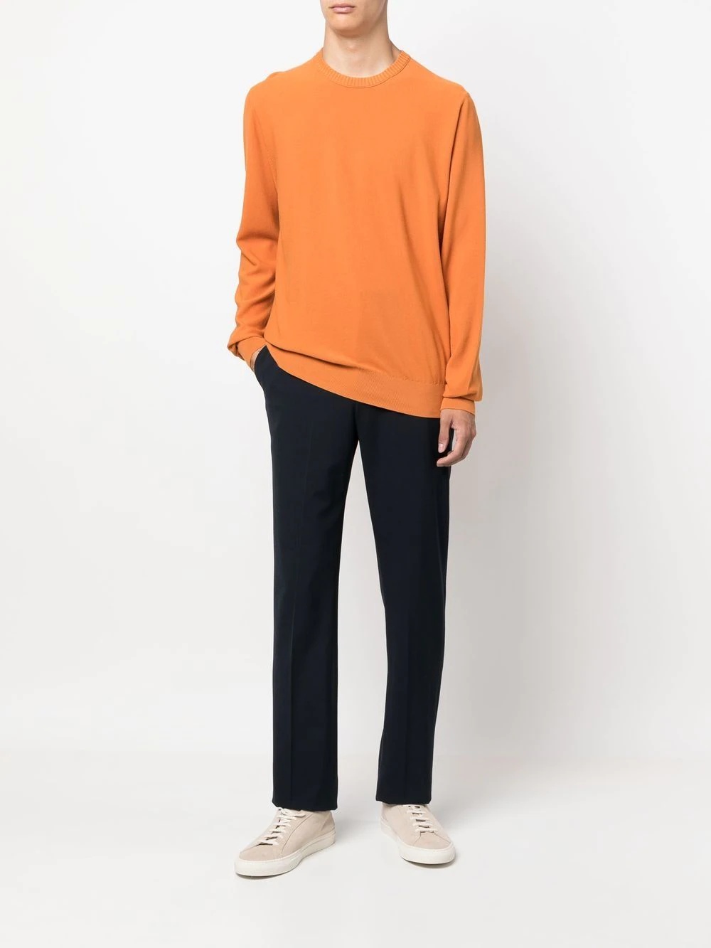 ribbed-trim cotton-silk jumper - 2