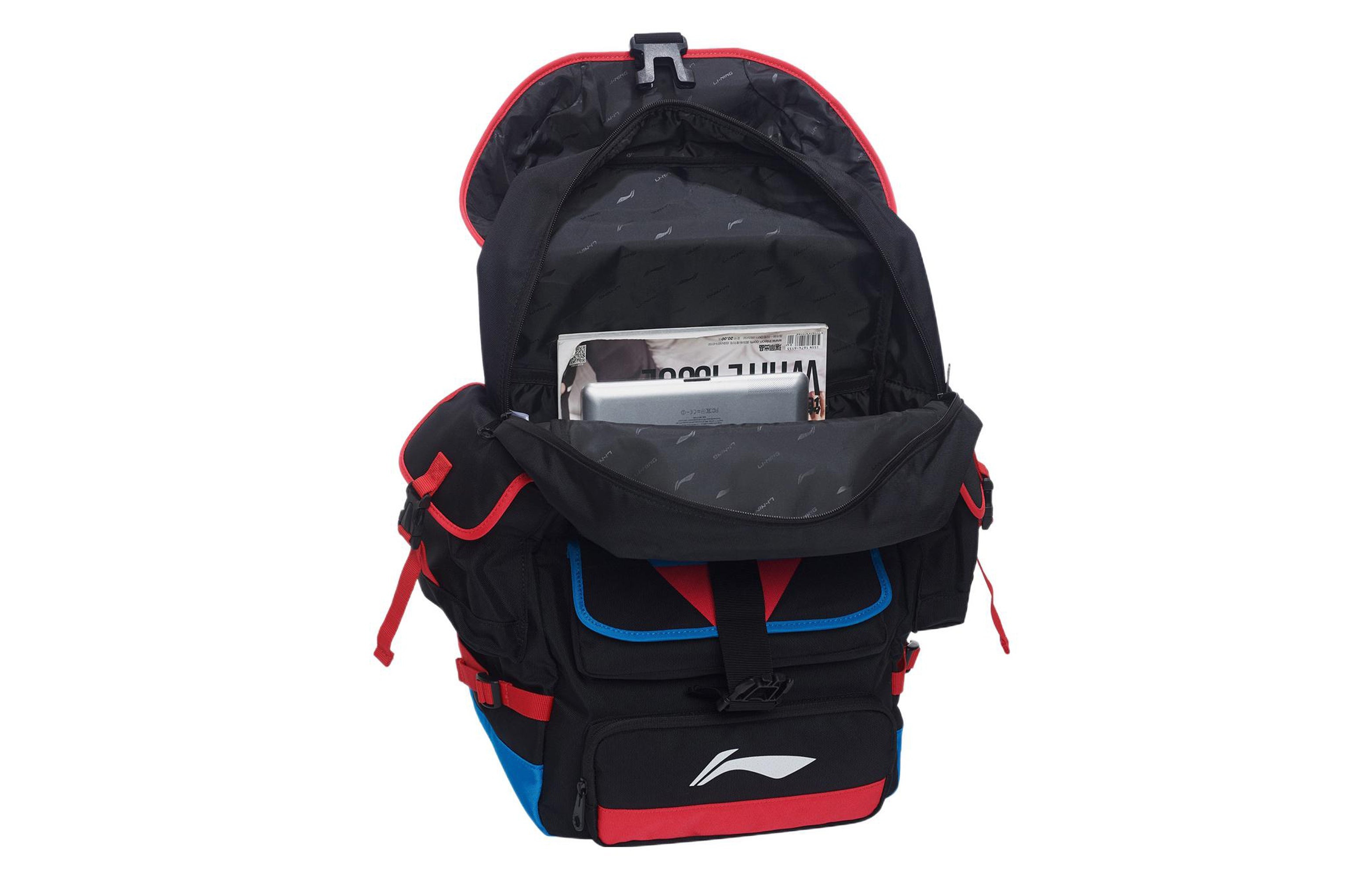 Li-Ning Basketball Outdoor Backpack Large 'Black Blue Red' ABSS315-1 - 4