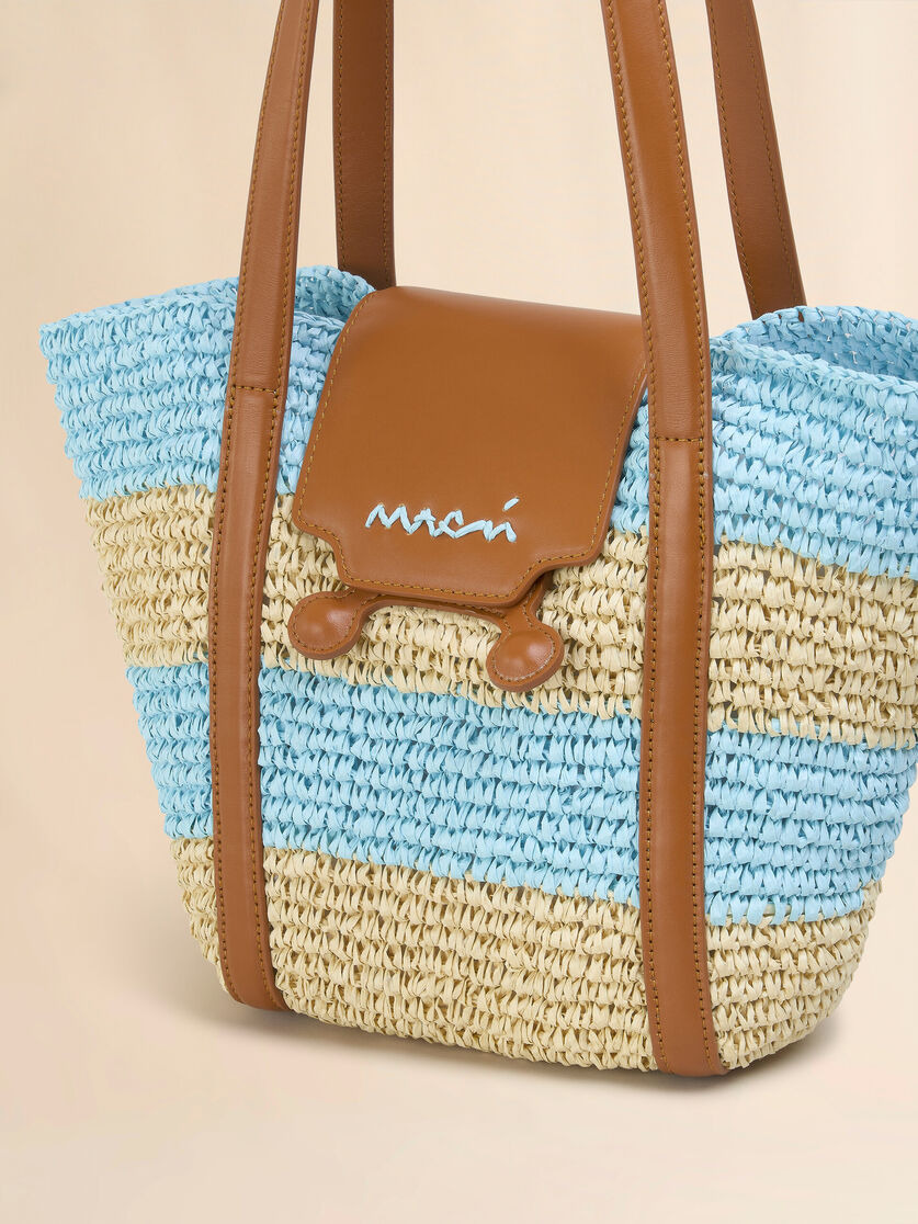 SMALL BLUE STRIPE RAFFIA-EFFECT TRUNKAROO BEACH BAG - 5