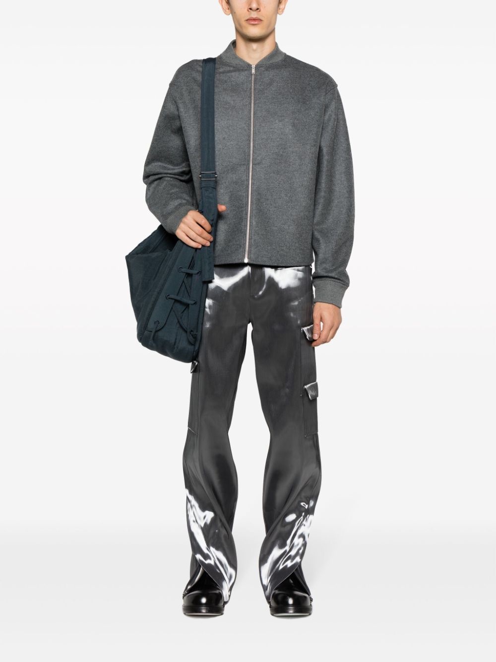 zip-up wool bomber jacket - 2