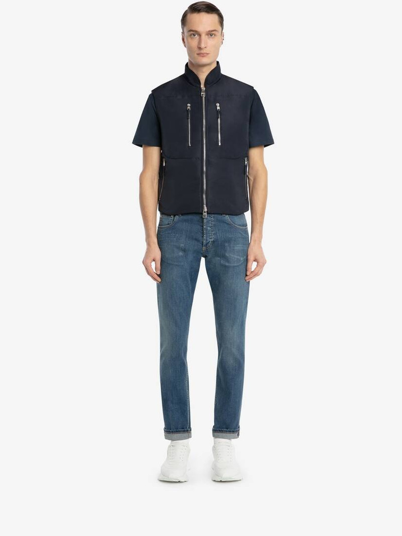 Alexander McQueen Padded Selvedge Gilet in Navy outlook